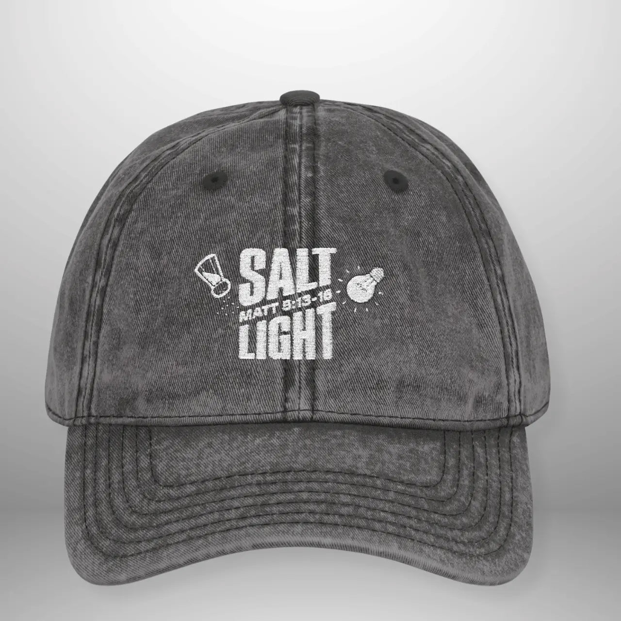 Salt & Light Vintage Cap | Matthew 5:13–16 Embroidered Hat | Washed Cotton Adjustable Cap Goshen & Selah Co