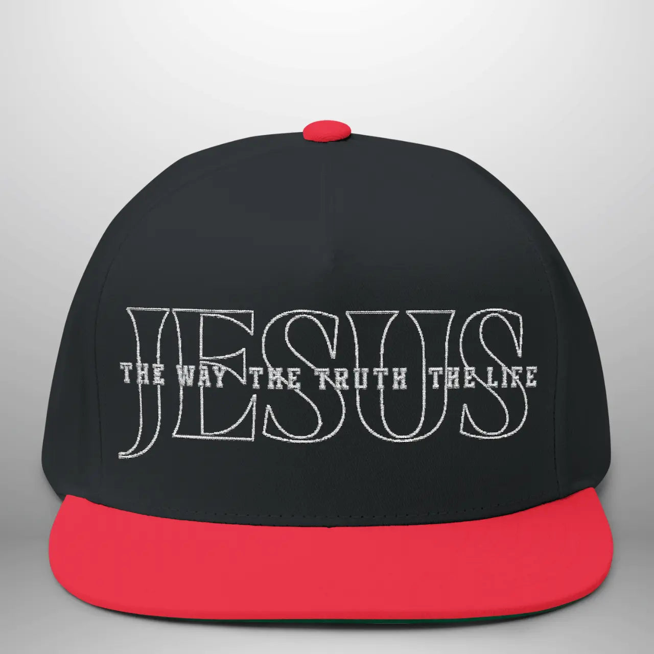 JESUS-The Way, The Truth, The Life | Flat Bill Cap | Five-Panel Snapback | Structured Embroidered Hat Goshen & Selah Co