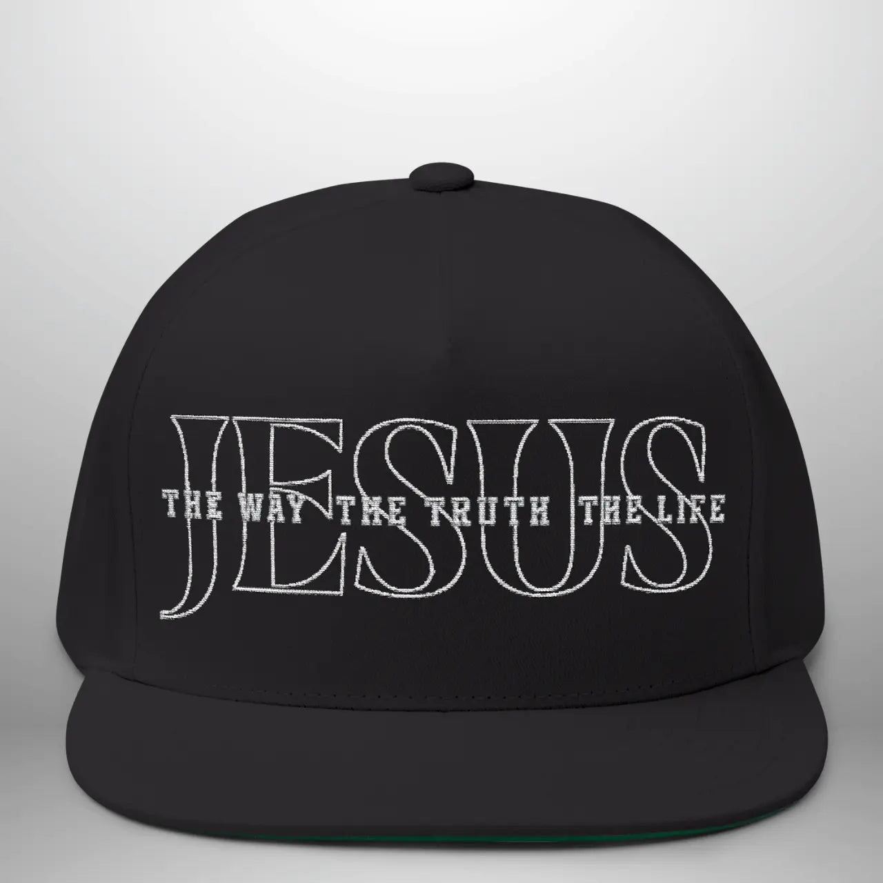 JESUS-The Way, The Truth, The Life | Flat Bill Cap | Five-Panel Snapback | Structured Embroidered Hat Goshen & Selah Co