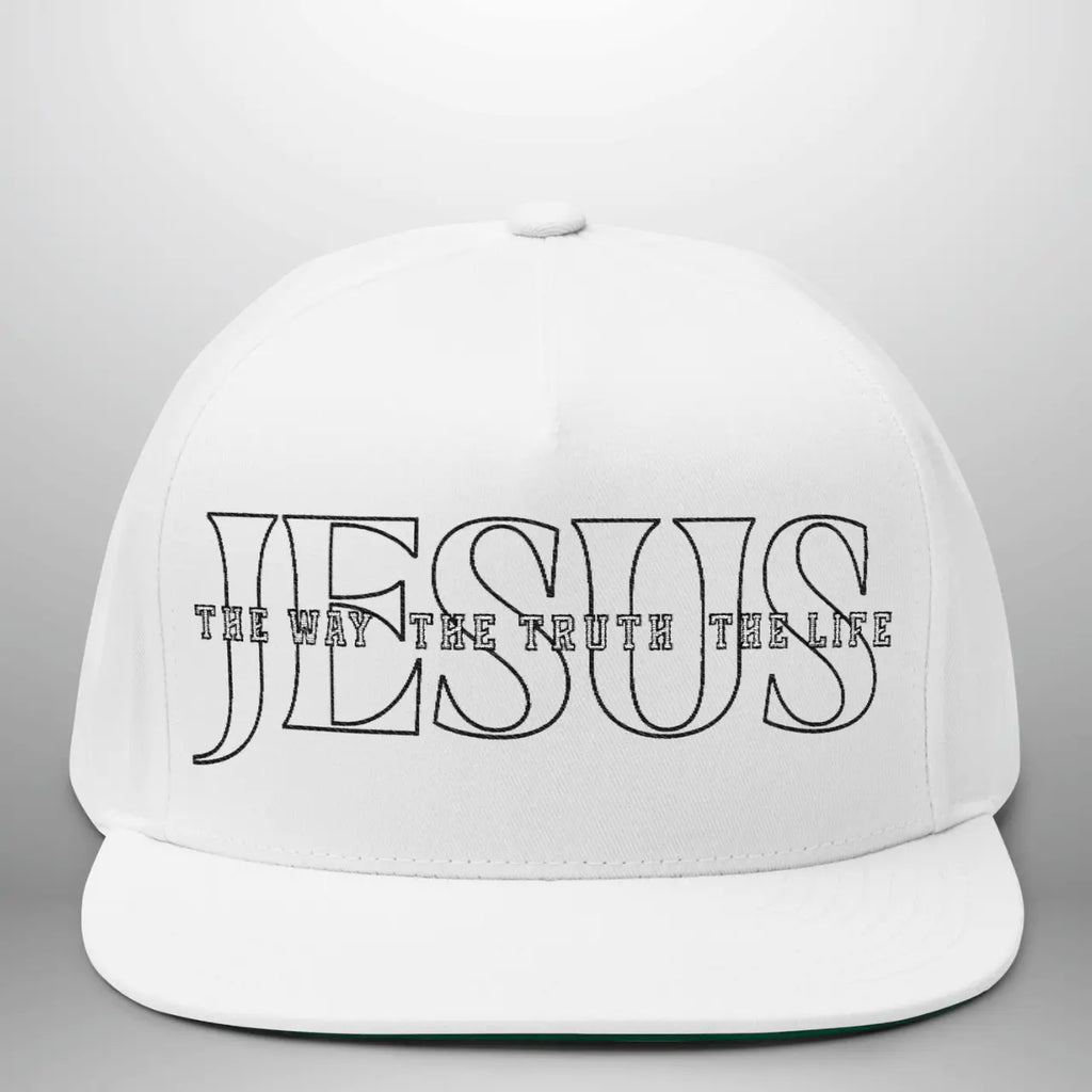 JESUS-The Way The Truth The Life | Flat Bill Cap | Five-Panel Snapback | Structured Embroidered Hat Goshen & Selah Co