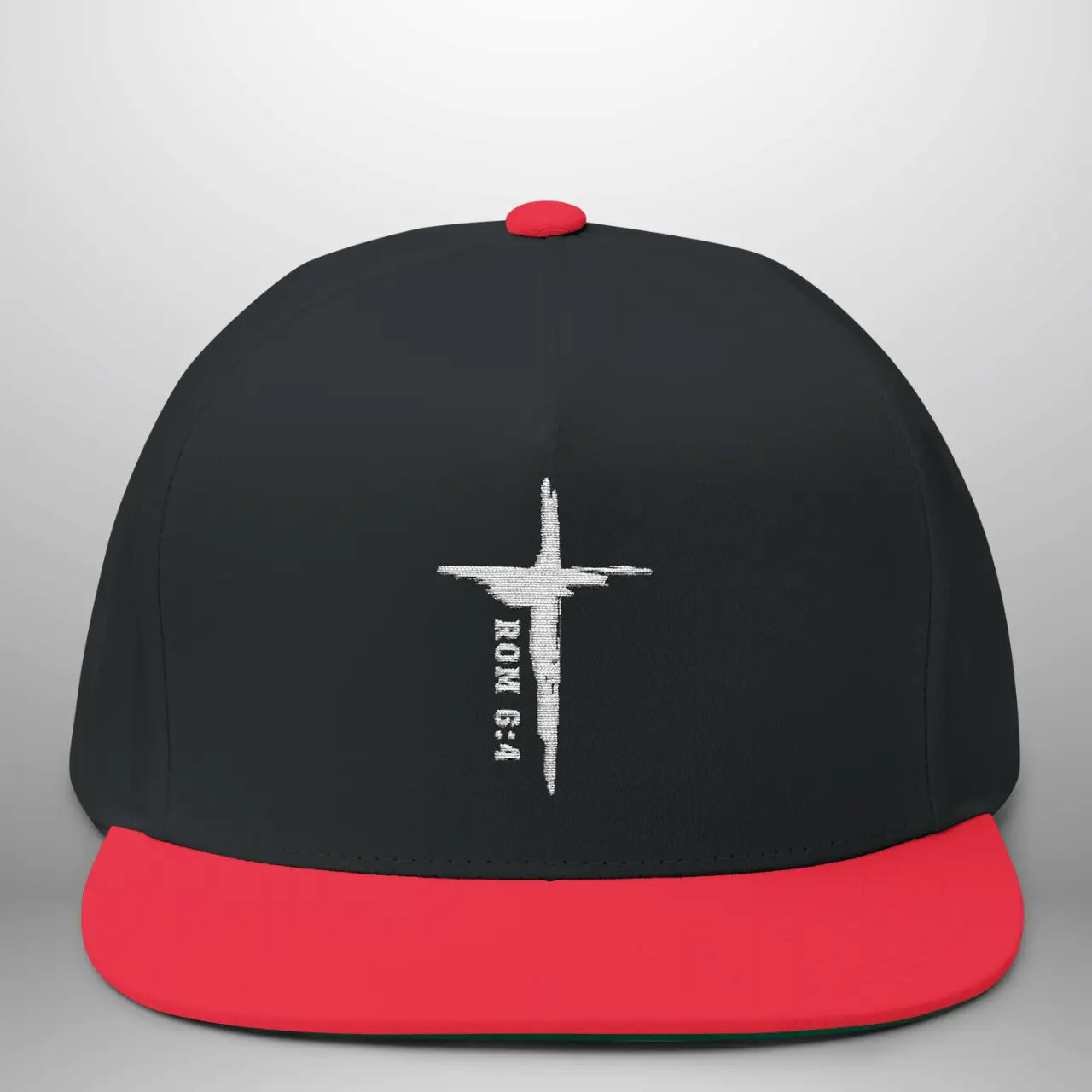 Romans 6:4 Flat Bill Cap | Embroidered Cross Snapback | Structured Five-Panel Hat Goshen & Selah Co