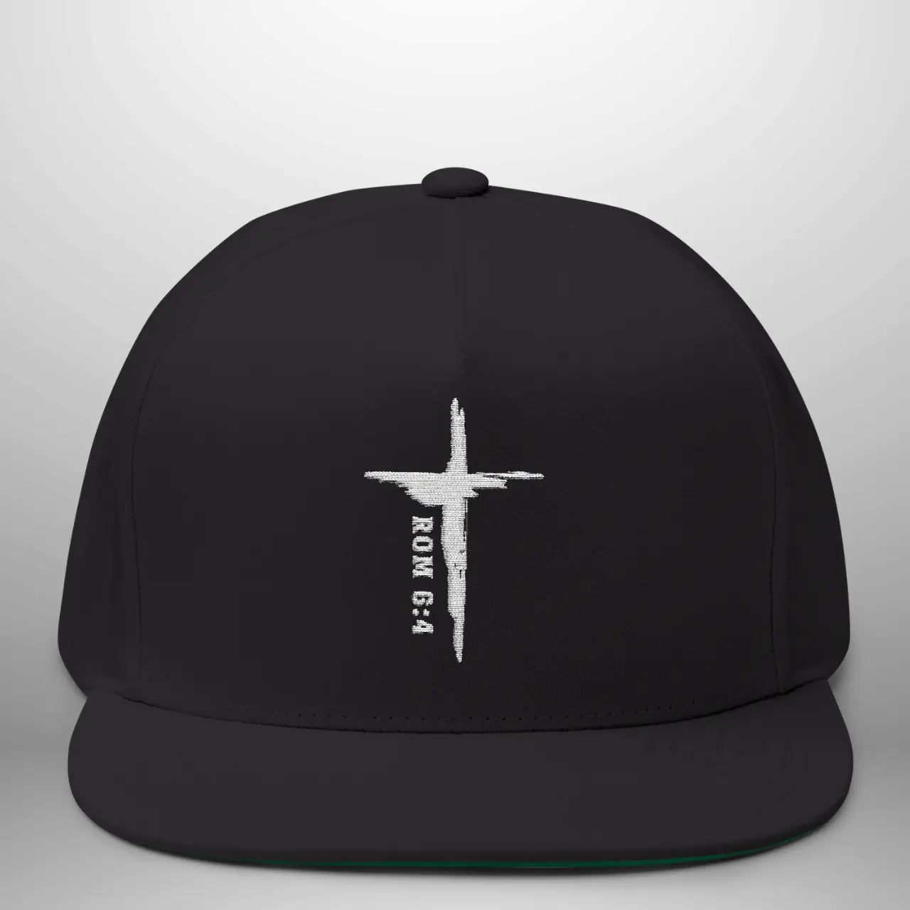 Romans 6:4 Flat Bill Cap | Embroidered Cross Snapback | Structured Five-Panel Hat Goshen & Selah Co