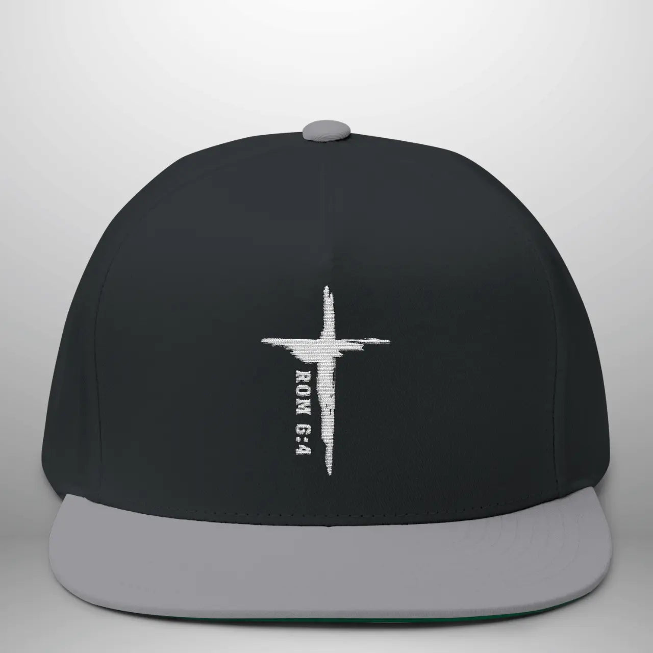 Romans 6:4 Flat Bill Cap | Embroidered Cross Snapback | Structured Five-Panel Hat Goshen & Selah Co