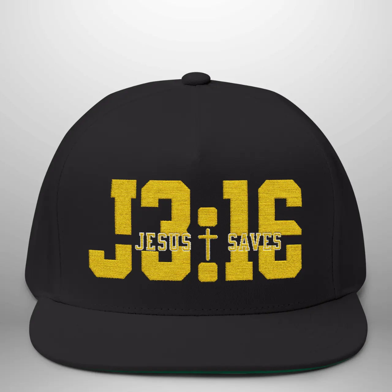 JOHN 3:16 JESUS SAVES Flat Bill Cap | Structured Five-Panel Snapback Hat Goshen & Selah Co