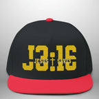 JOHN 3:16 JESUS SAVES Flat Bill Cap | Structured Five-Panel Snapback Hat Goshen & Selah Co