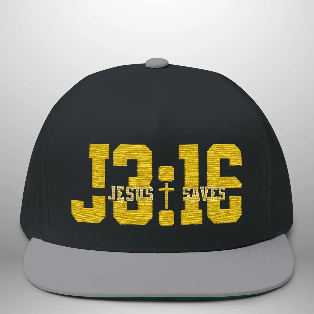 JOHN 3:16 JESUS SAVES Flat Bill Cap | Structured Five-Panel Snapback Hat Goshen & Selah Co