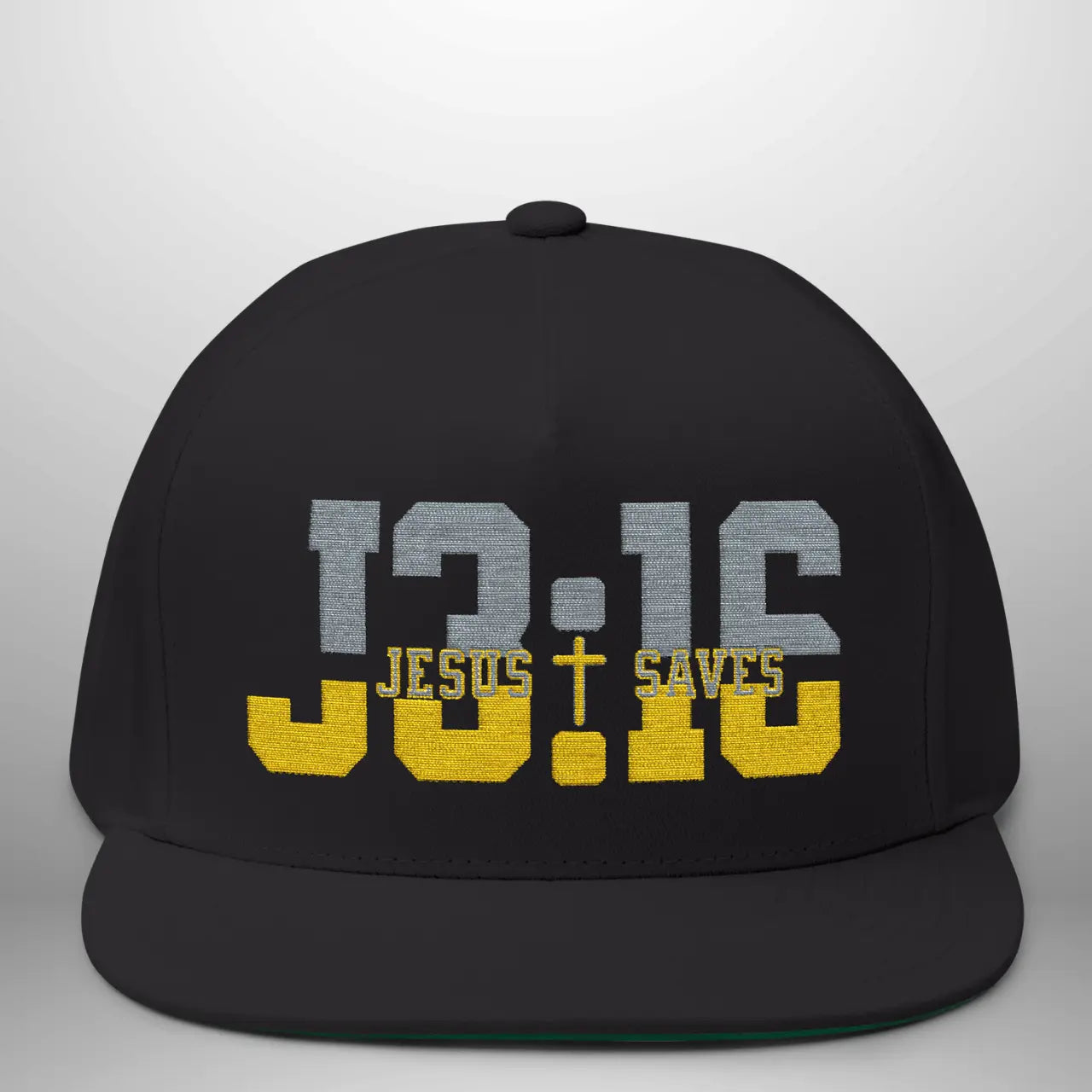 JOHN 3:16 JESUS SAVES Flat Bill Cap | Structured Five-Panel Snapback Hat Goshen & Selah Co