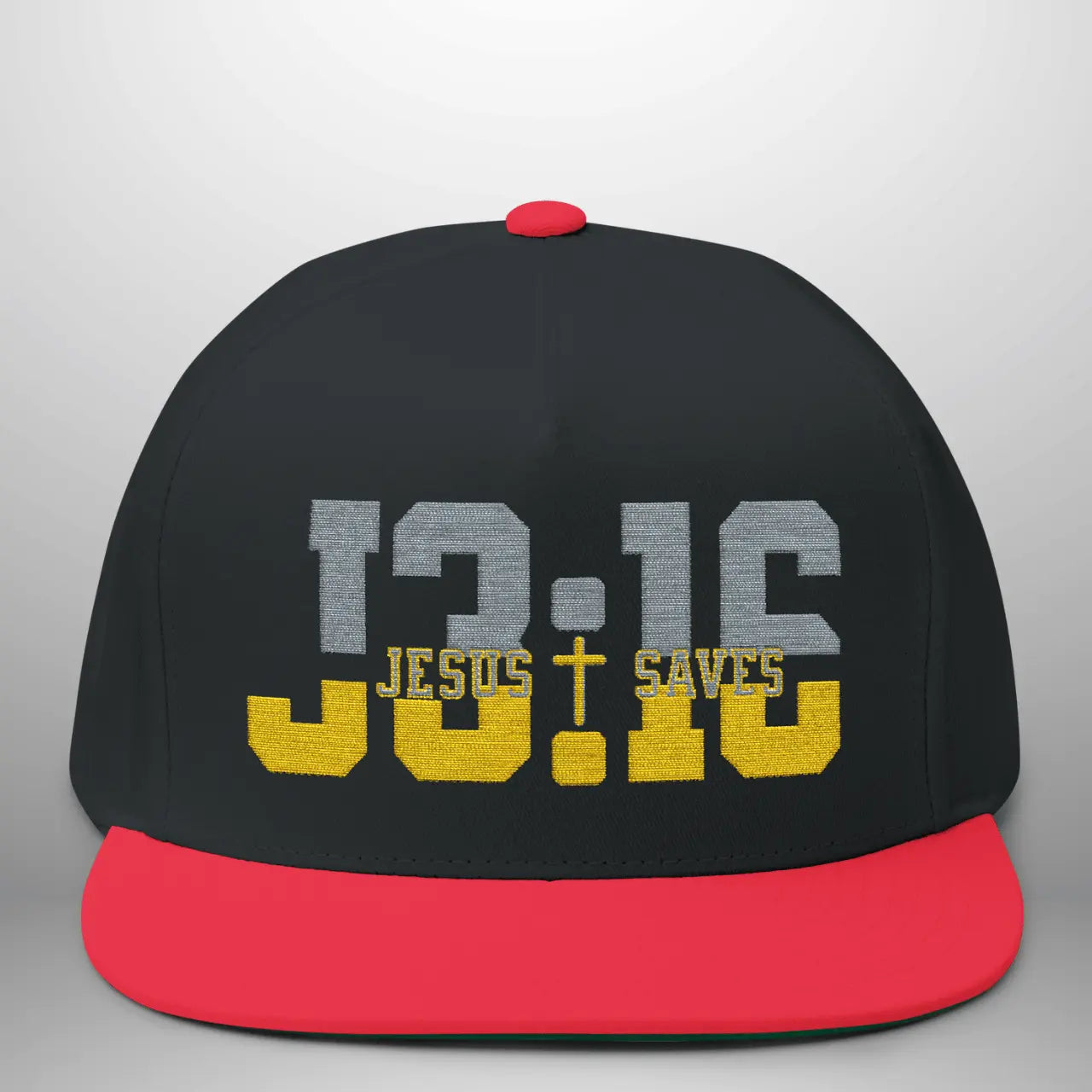 JOHN 3:16 JESUS SAVES Flat Bill Cap | Structured Five-Panel Snapback Hat Goshen & Selah Co