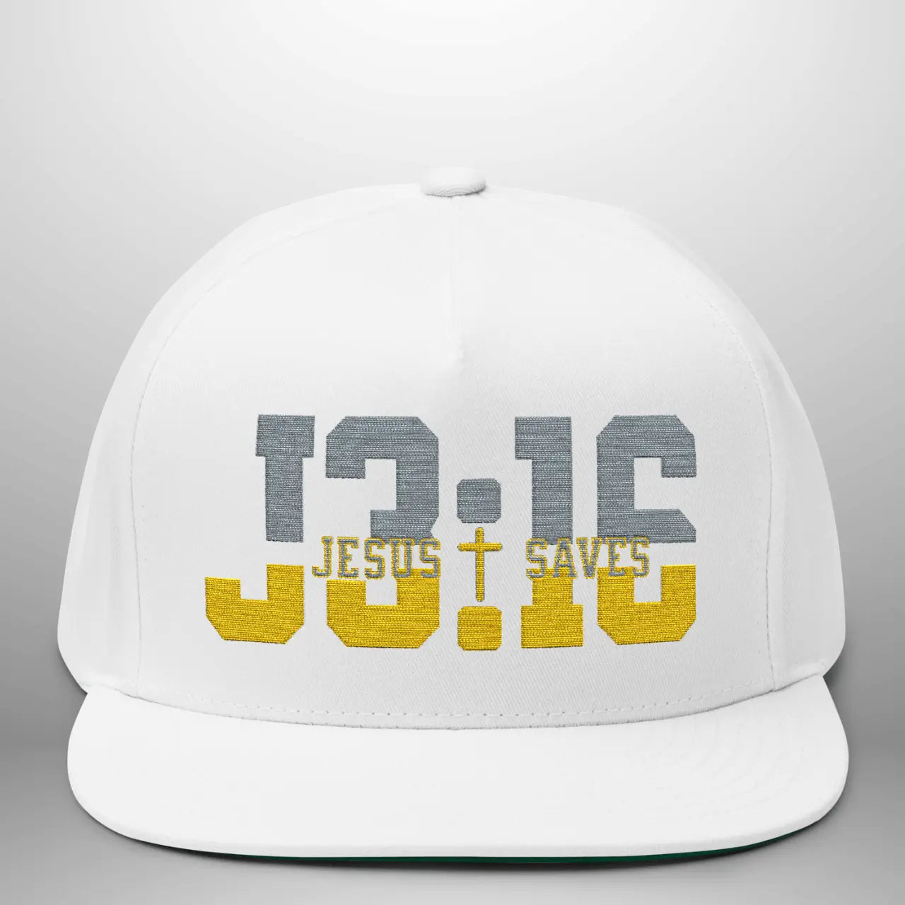JOHN 3:16 JESUS SAVES Flat Bill Cap | Structured Five-Panel Snapback Hat Goshen & Selah Co