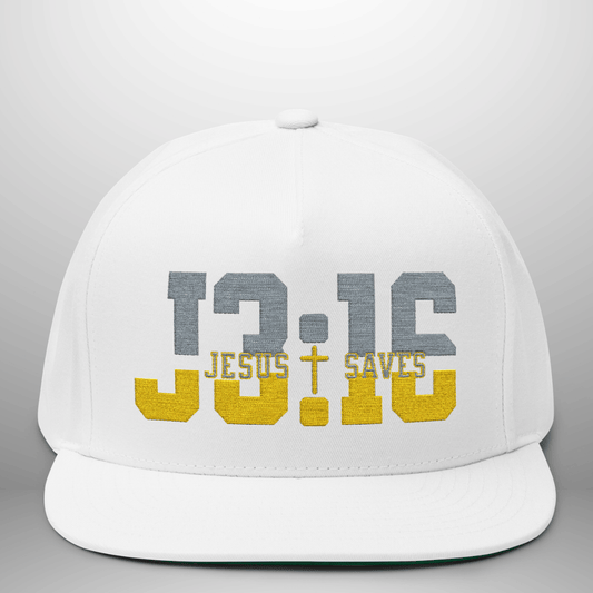 John 3:16 Jesus Saves Flat Bill Cap | Five-Panel Snapback