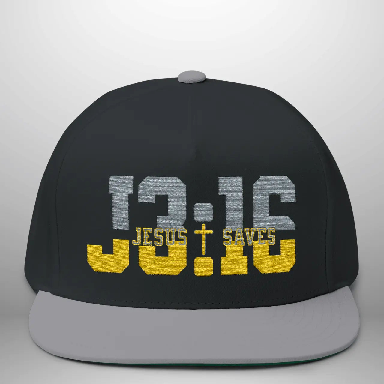 JOHN 3:16 JESUS SAVES Flat Bill Cap | Structured Five-Panel Snapback Hat Goshen & Selah Co