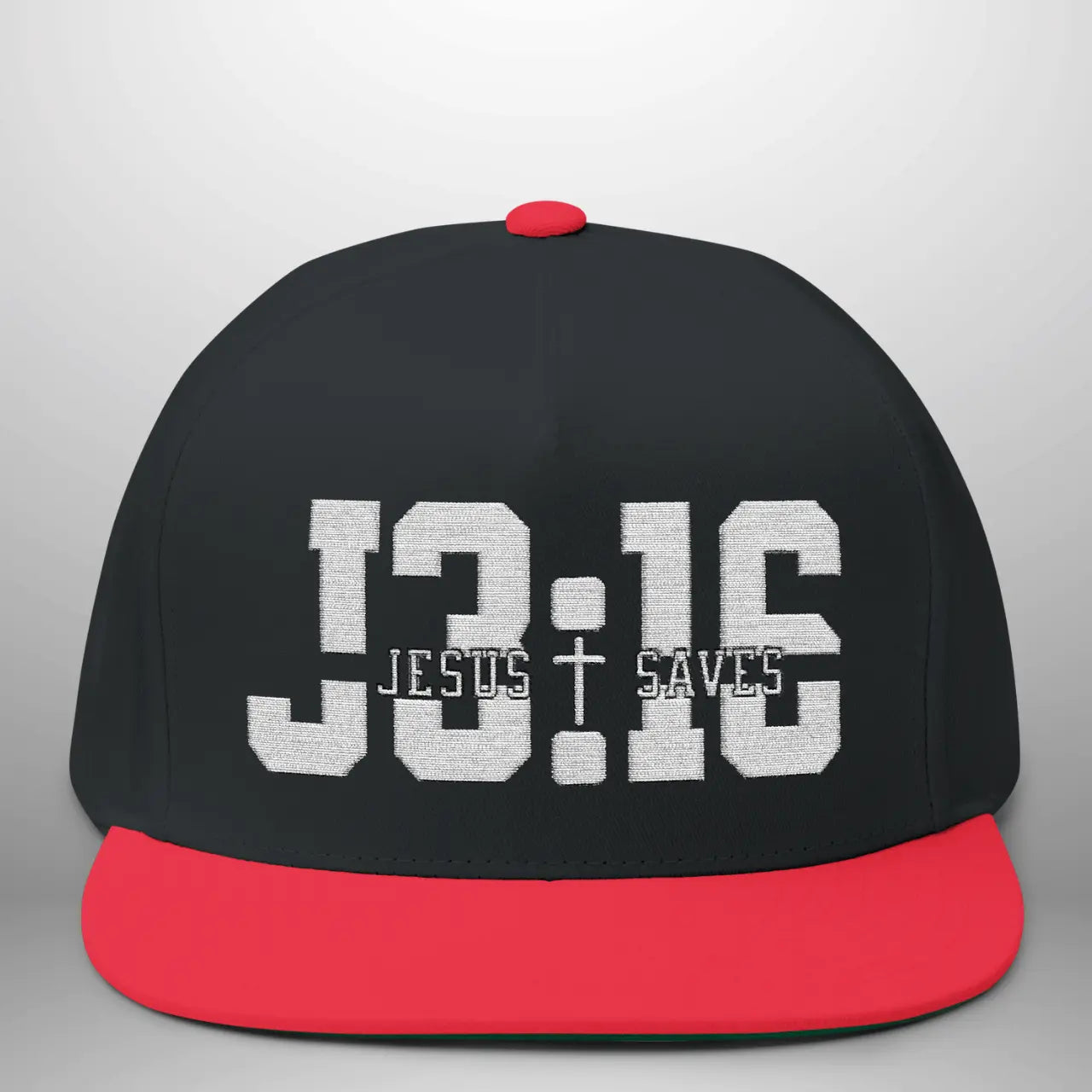 JOHN 3:16 JESUS SAVES Flat Bill Cap | Structured Five-Panel Snapback Hat Goshen & Selah Co