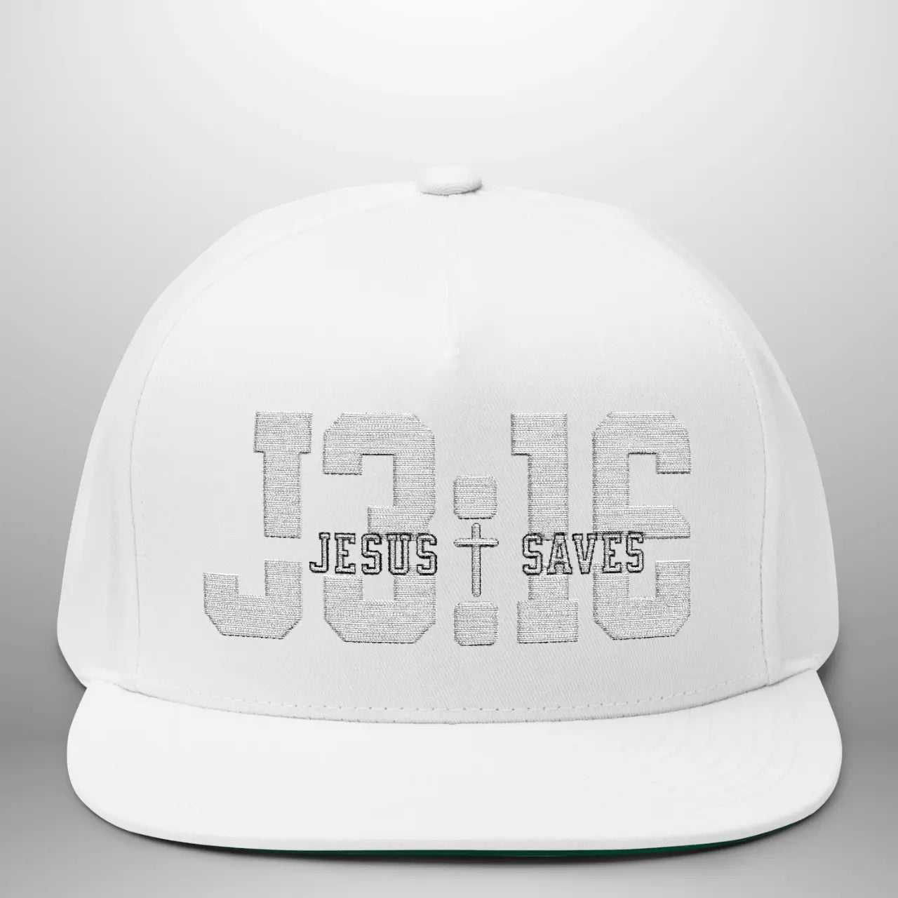 JOHN 3:16 JESUS SAVES Flat Bill Cap | Structured Five-Panel Snapback Hat Goshen & Selah Co