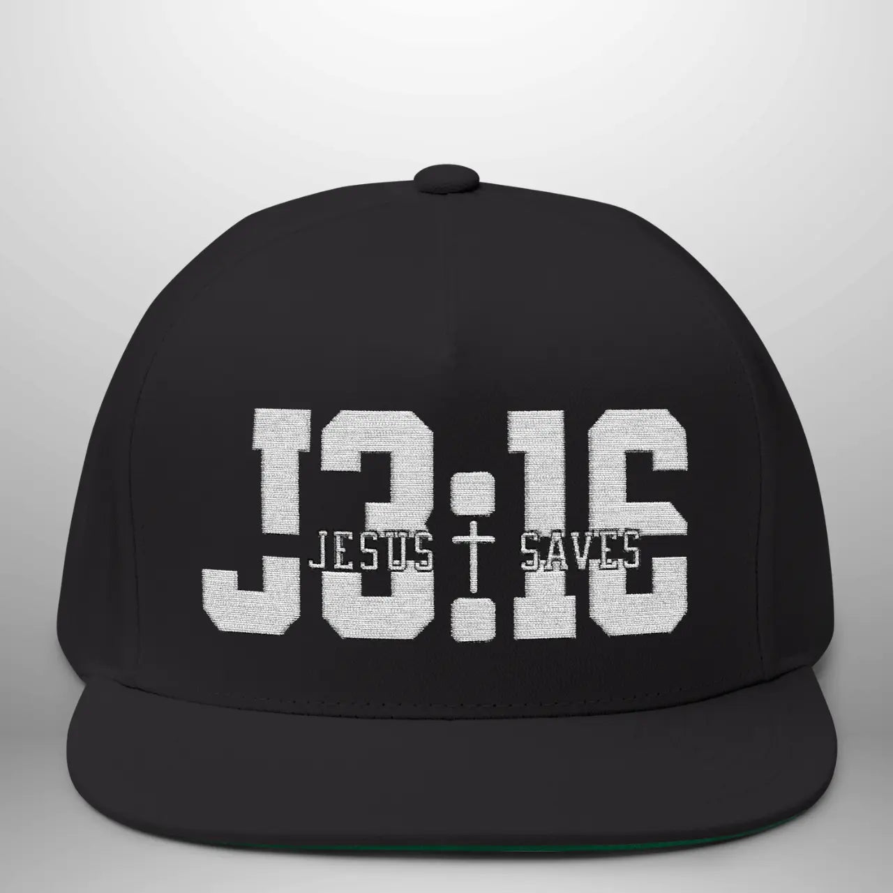 JOHN 3:16 JESUS SAVES Flat Bill Cap | Structured Five-Panel Snapback Hat Goshen & Selah Co