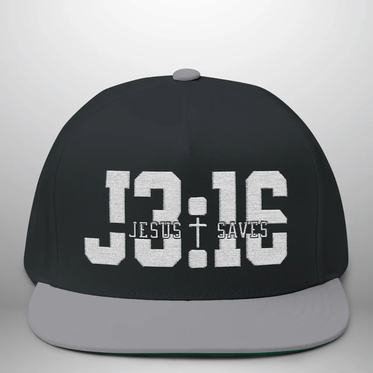 JOHN 3:16 JESUS SAVES Flat Bill Cap | Structured Five-Panel Snapback Hat Goshen & Selah Co
