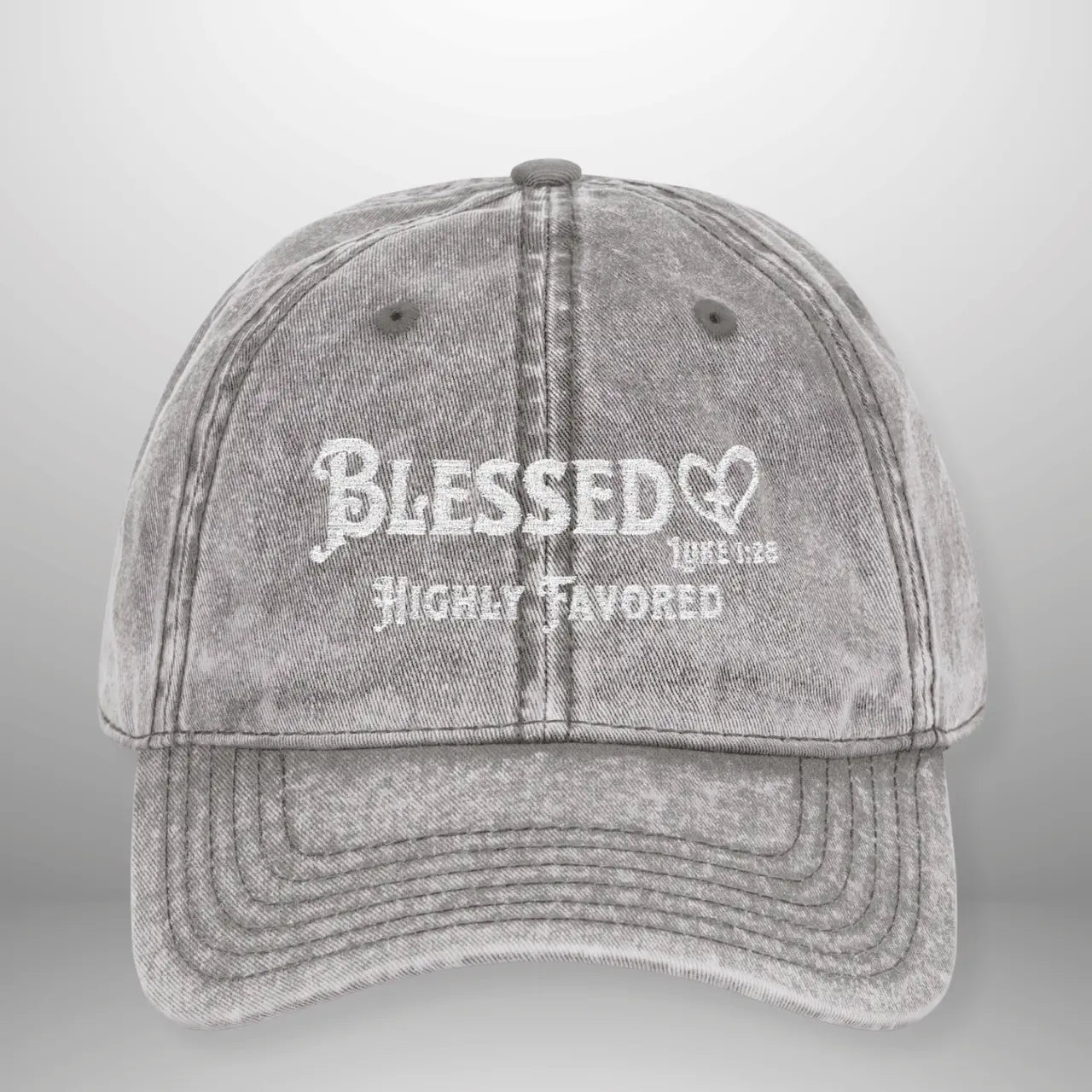 Blessed Highly Favored Luke 1:28 Vintage Cap | Washed Cotton Adjustable Hat Goshen & Selah Co