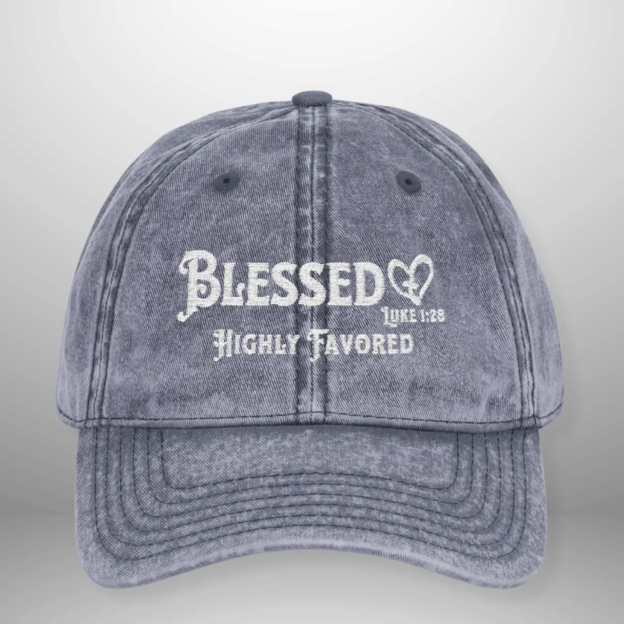 Blessed Highly Favored Luke 1:28 Vintage Cap | Washed Cotton Adjustable Hat Goshen & Selah Co