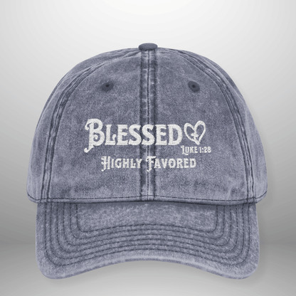 Blessed Highly Favored Luke 1:28 Vintage Cap | Washed Cotton Hat