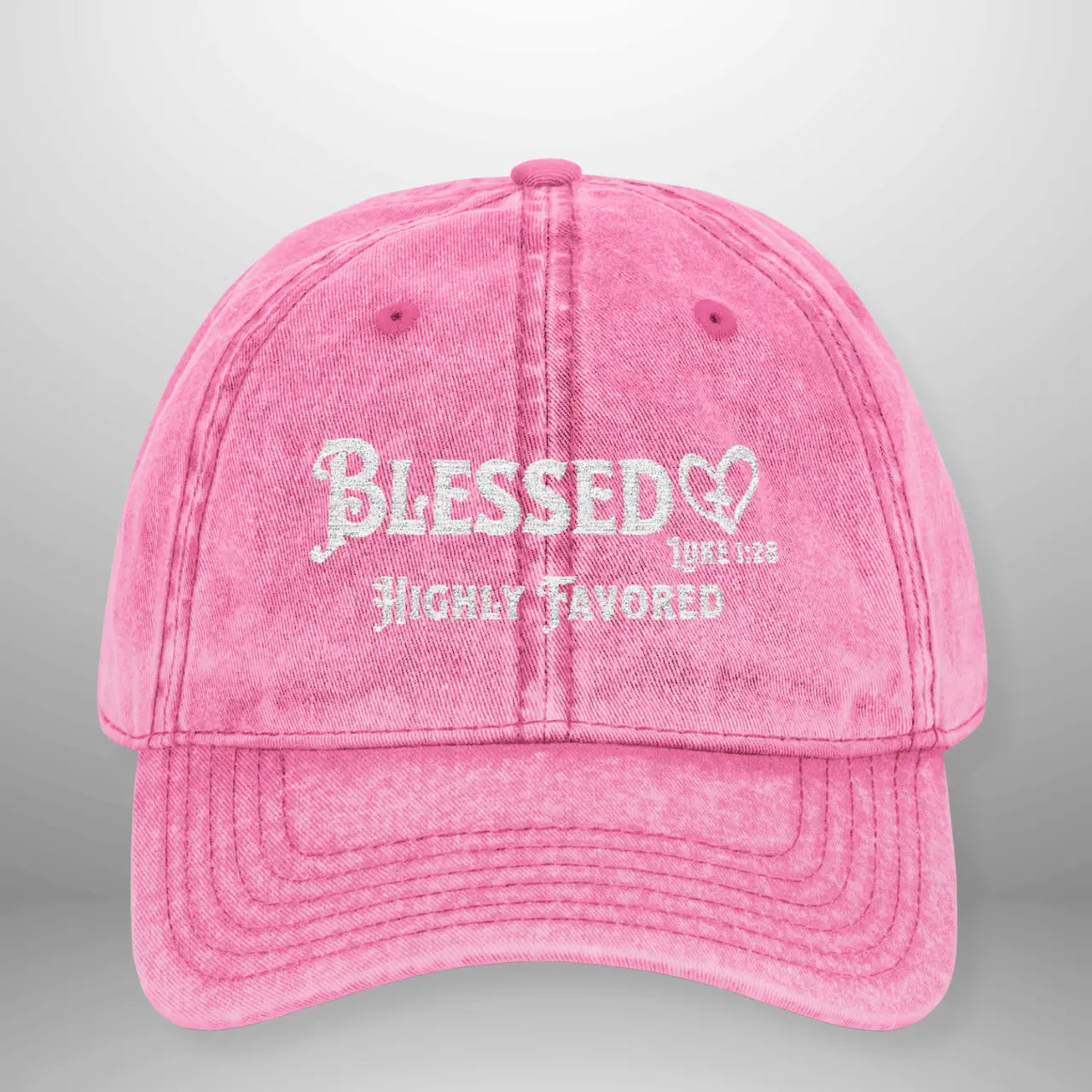 Blessed Highly Favored Luke 1:28 Vintage Cap | Washed Cotton Adjustable Hat Goshen & Selah Co