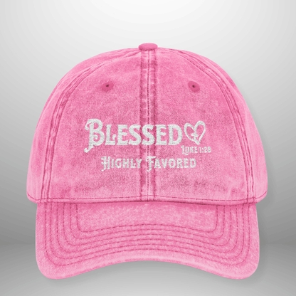 Blessed Highly Favored Luke 1:28 Vintage Cap | Washed Cotton Hat
