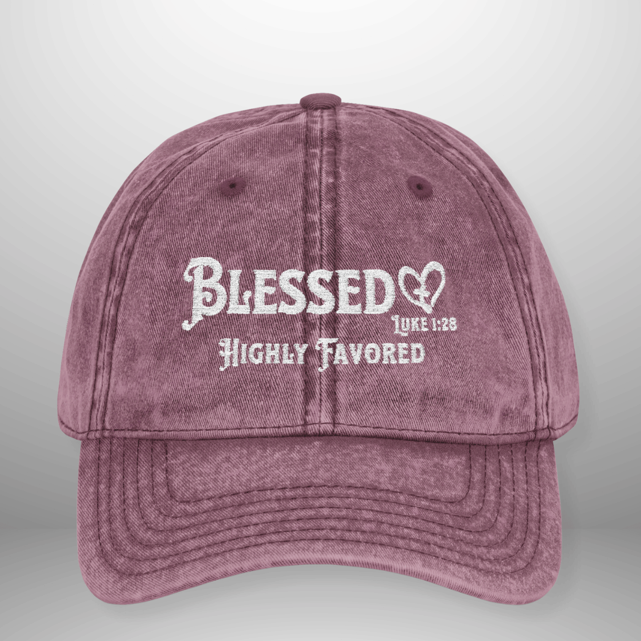 Blessed Highly Favored Luke 1:28 Vintage Cap | Washed Cotton Hat