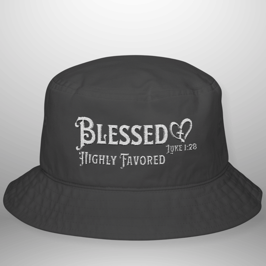 Blessed Highly Favored Luke 1:28 Bucket Hat | Cotton Cap