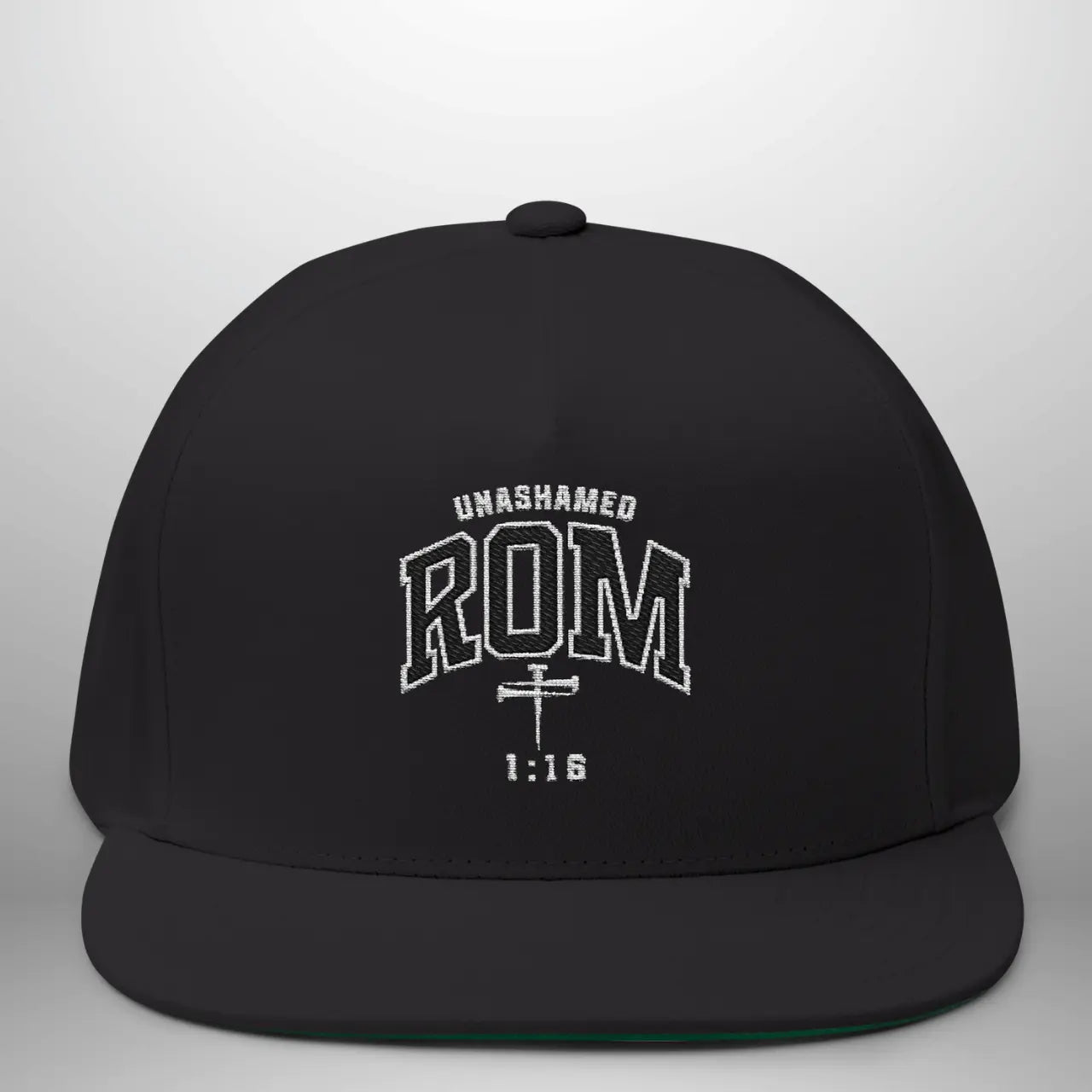 Unashamed Romans 1:16 Flat Bill Cap | Structured Snapback Hat Goshen & Selah Co
