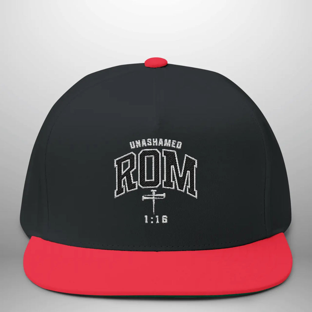 Unashamed Romans 1:16 Flat Bill Cap | Structured Snapback Hat Goshen & Selah Co