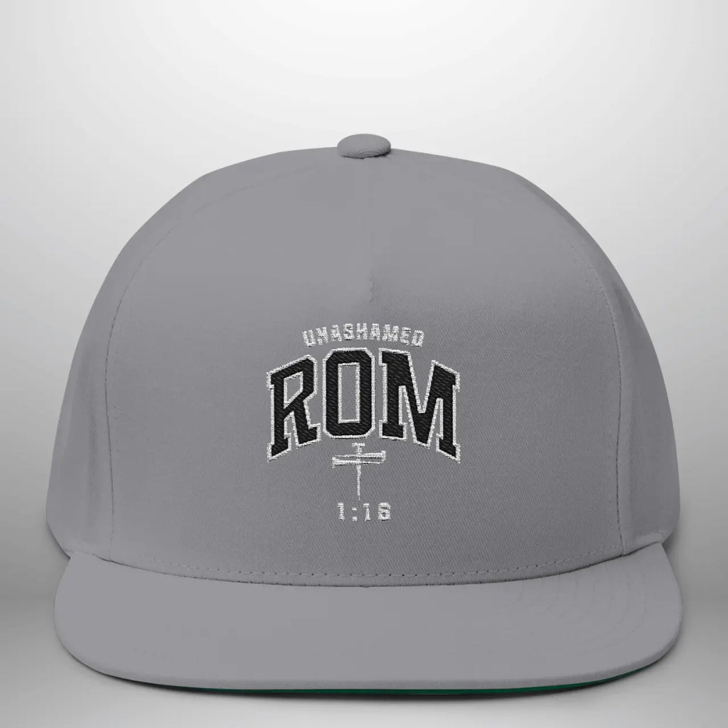 Unashamed Romans 1:16 Flat Bill Cap | Structured Snapback Hat Goshen & Selah Co