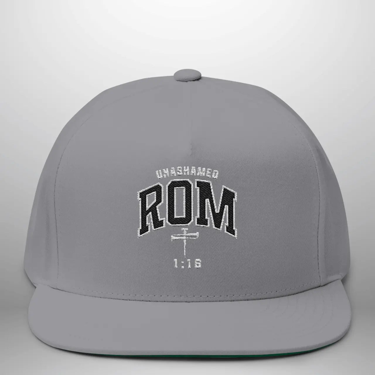 Unashamed Romans 1:16 Flat Bill Cap | Structured Snapback Hat Goshen & Selah Co