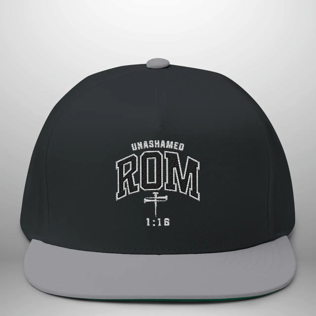 Unashamed Romans 1:16 Flat Bill Cap | Structured Snapback Hat Goshen & Selah Co