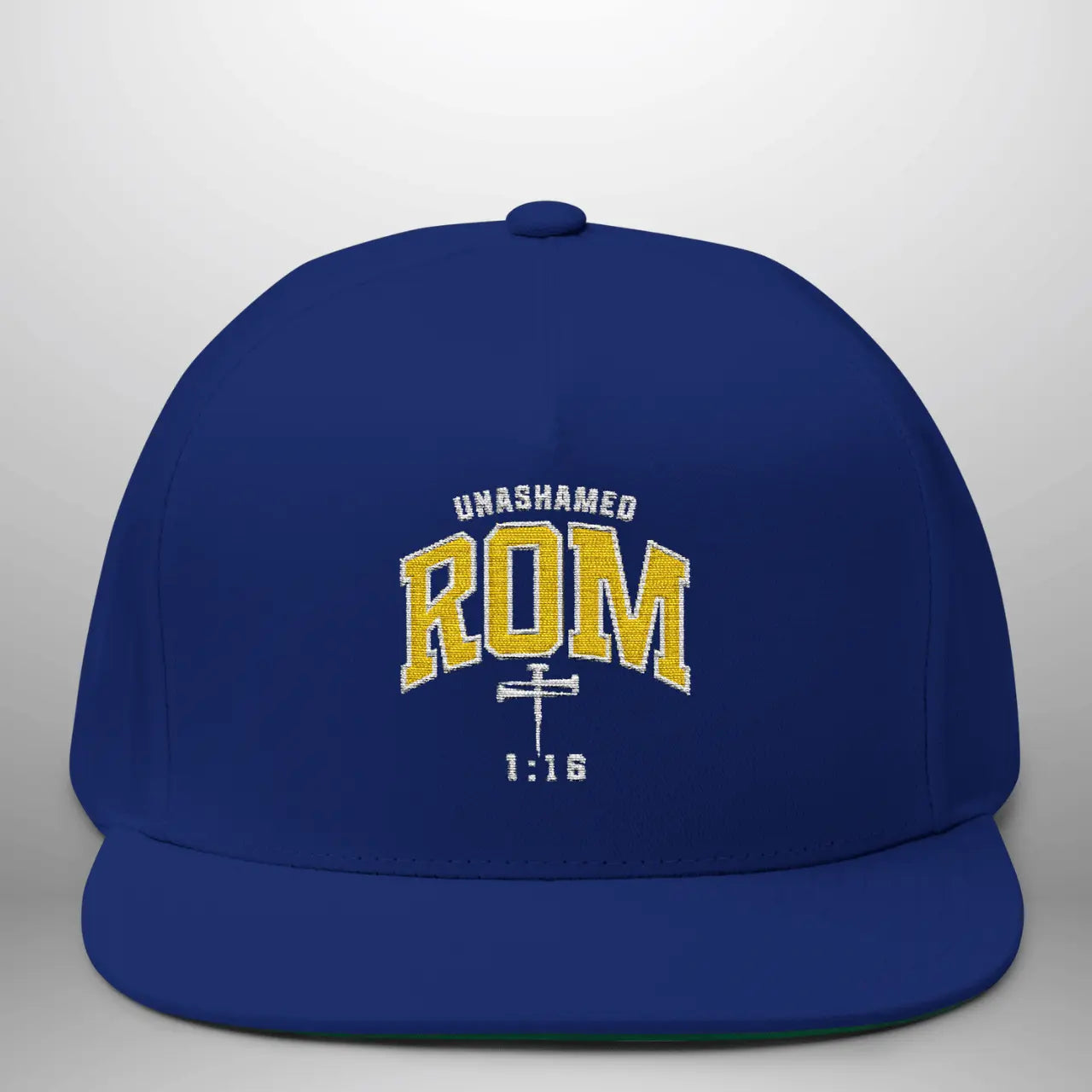 Unashamed Romans 1:16 Flat Bill Cap | Structured Snapback Hat Goshen & Selah Co