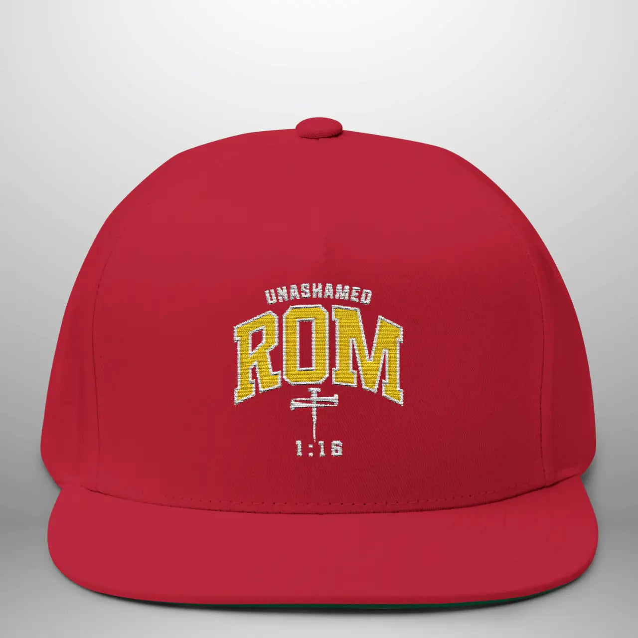 Unashamed Romans 1:16 Flat Bill Cap | Structured Snapback Hat Goshen & Selah Co