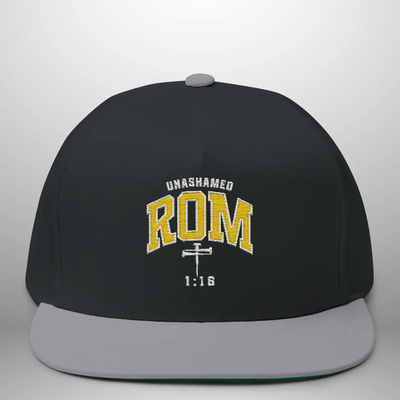 Unashamed Romans 1:16 Flat Bill Cap | Structured Snapback Hat Goshen & Selah Co