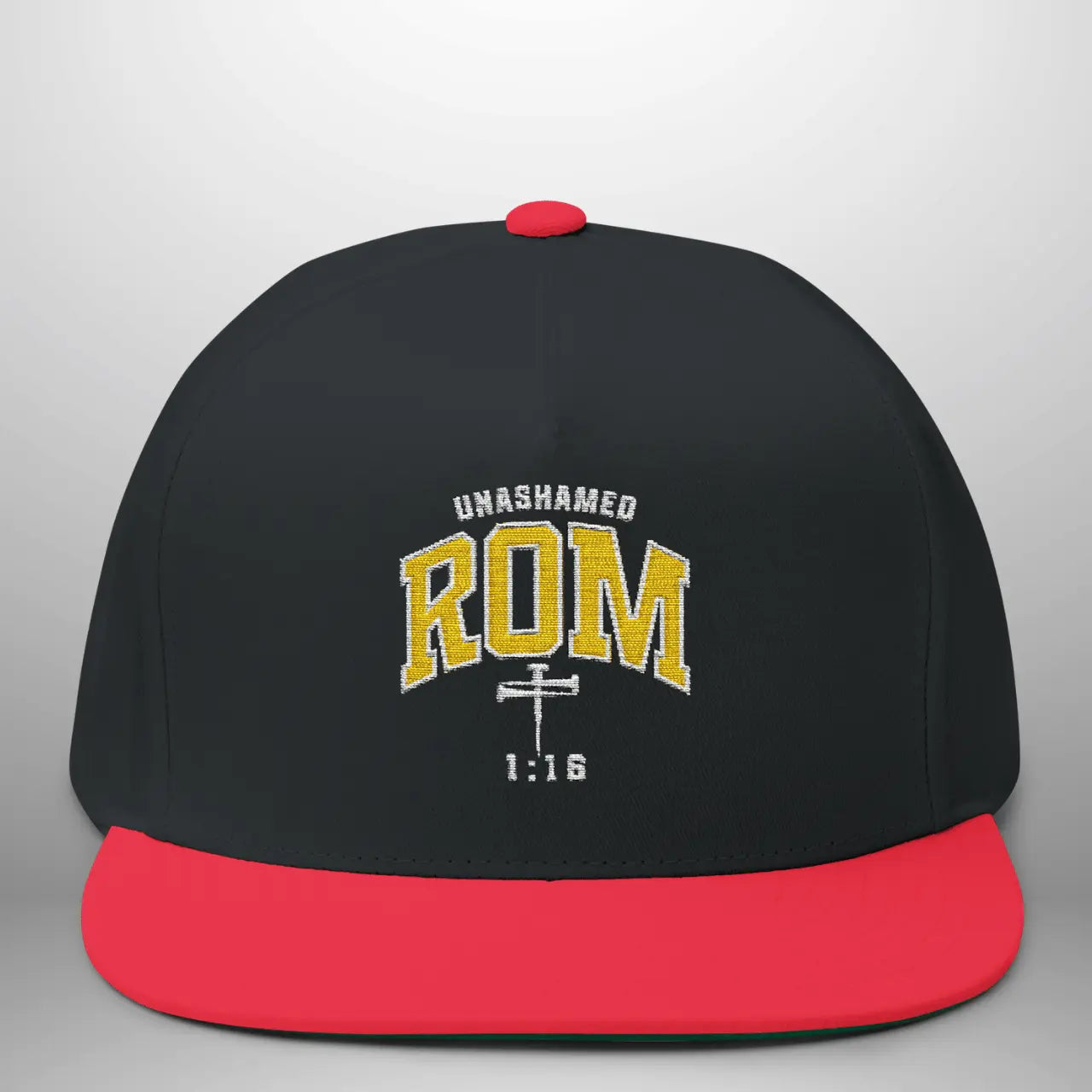 Unashamed Romans 1:16 Flat Bill Cap | Structured Snapback Hat Goshen & Selah Co
