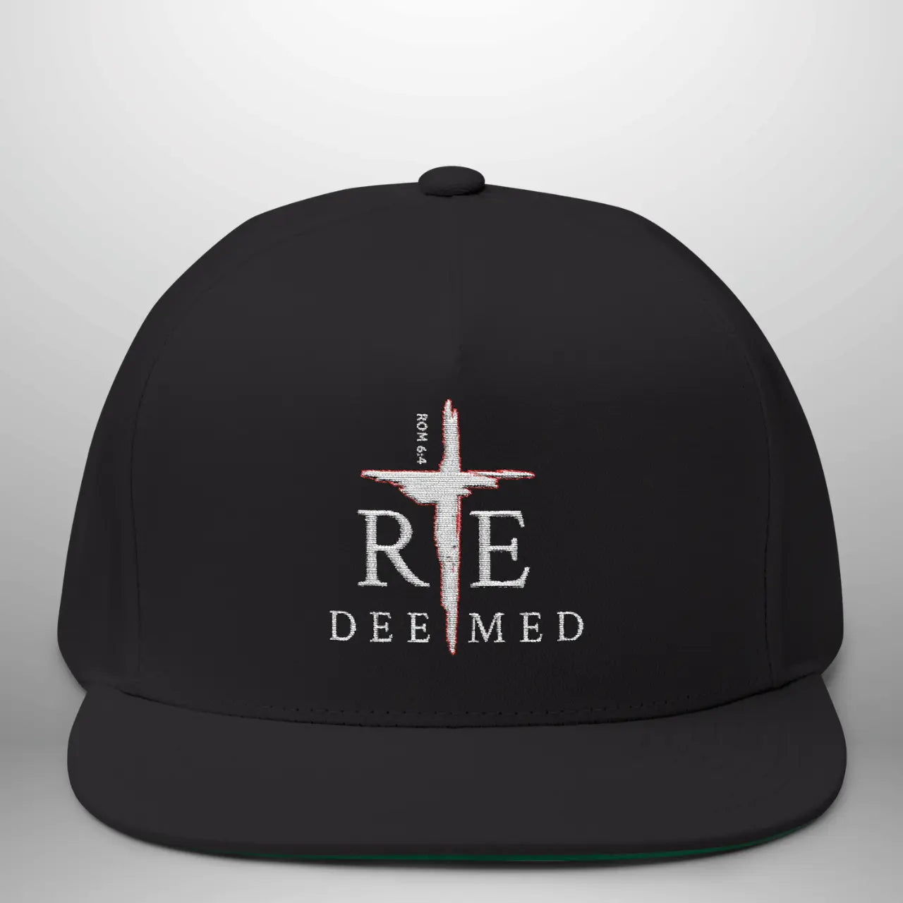 REDEEMED ROM 6:4 Flat Bill Cap | Structured Five-Panel Hat Goshen & Selah Co