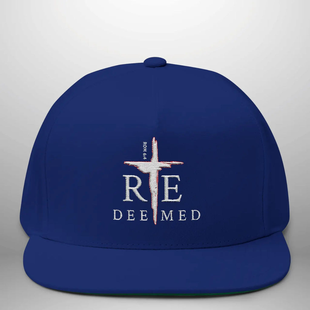 REDEEMED ROM 6:4 Flat Bill Cap | Structured Five-Panel Hat Goshen & Selah Co