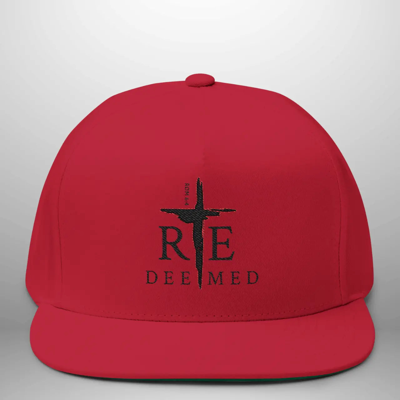 REDEEMED ROM 6:4 Flat Bill Cap | Structured Five-Panel Hat Goshen & Selah Co
