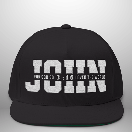 John 3:16 For God So Loved the World Flat Bill Cap