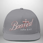 BOOSTED John 6:47 He Who Believes Flat Bill Cap | Faith Snapback Hat Goshen & Selah Co