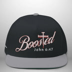 BOOSTED John 6:47 He Who Believes Flat Bill Cap | Faith Snapback Hat Goshen & Selah Co