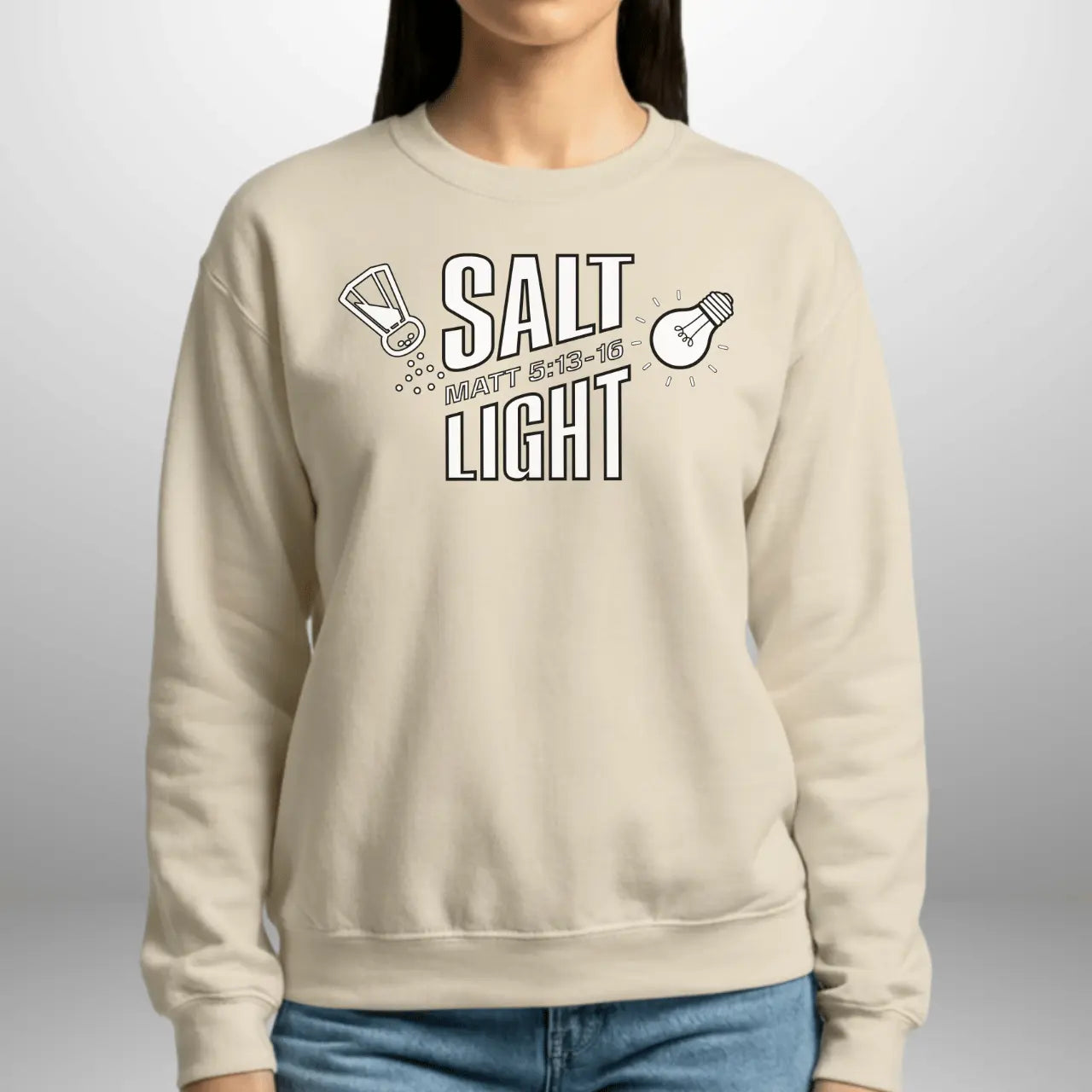 Salt & Light Matthew 5:13–16 Sweatshirt | Unisex Gildan 18000 Crewneck Goshen & Selah Co