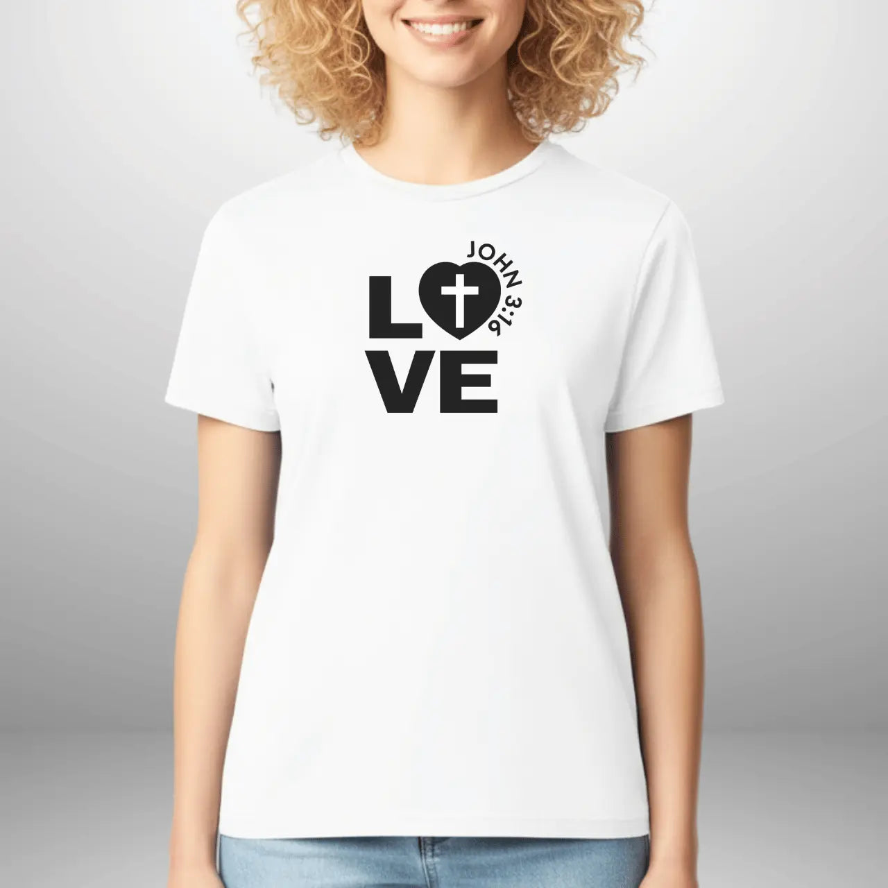 Love John 3:16 Women’s T-Shirt | Gildan 64000L Semi-Fitted Faith Tee Goshen & Selah Co