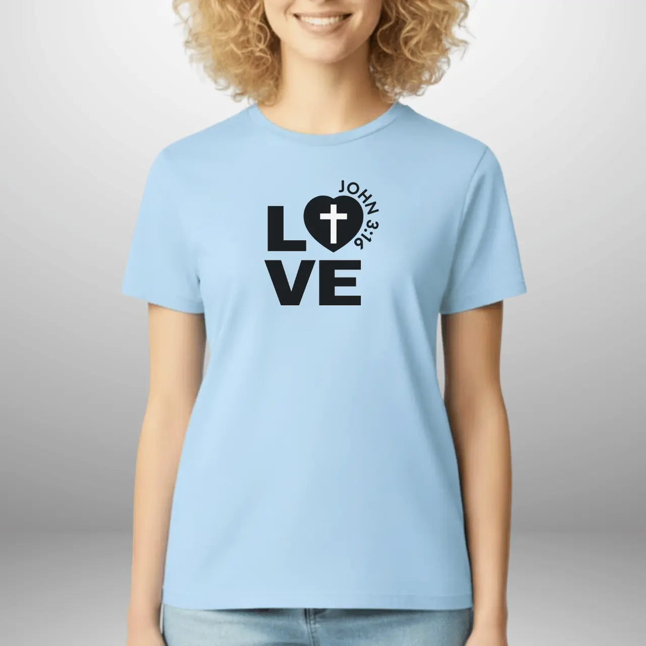 Love John 3:16 Women’s T-Shirt | Gildan 64000L Semi-Fitted Faith Tee Goshen & Selah Co