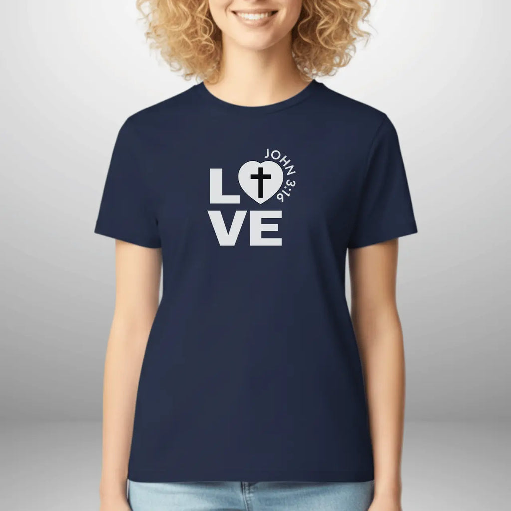 Love John 3:16 Women’s T-Shirt | Gildan 64000L Semi-Fitted Faith Tee Goshen & Selah Co