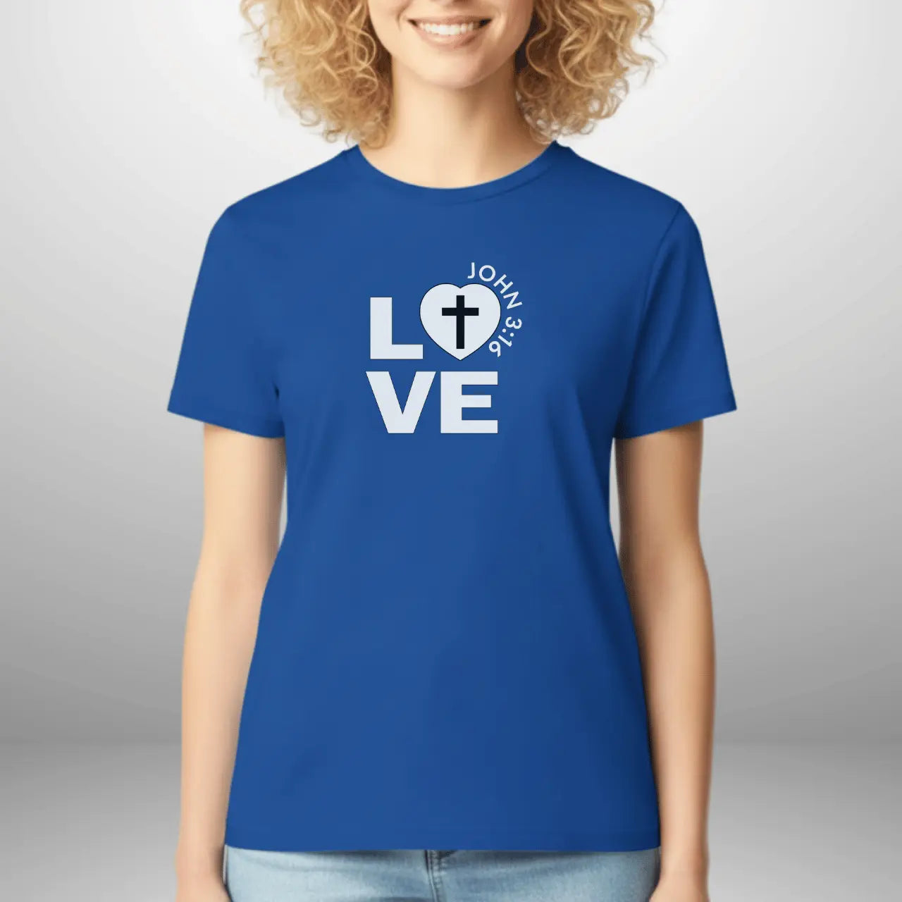 Love John 3:16 Women’s T-Shirt | Gildan 64000L Semi-Fitted Faith Tee Goshen & Selah Co
