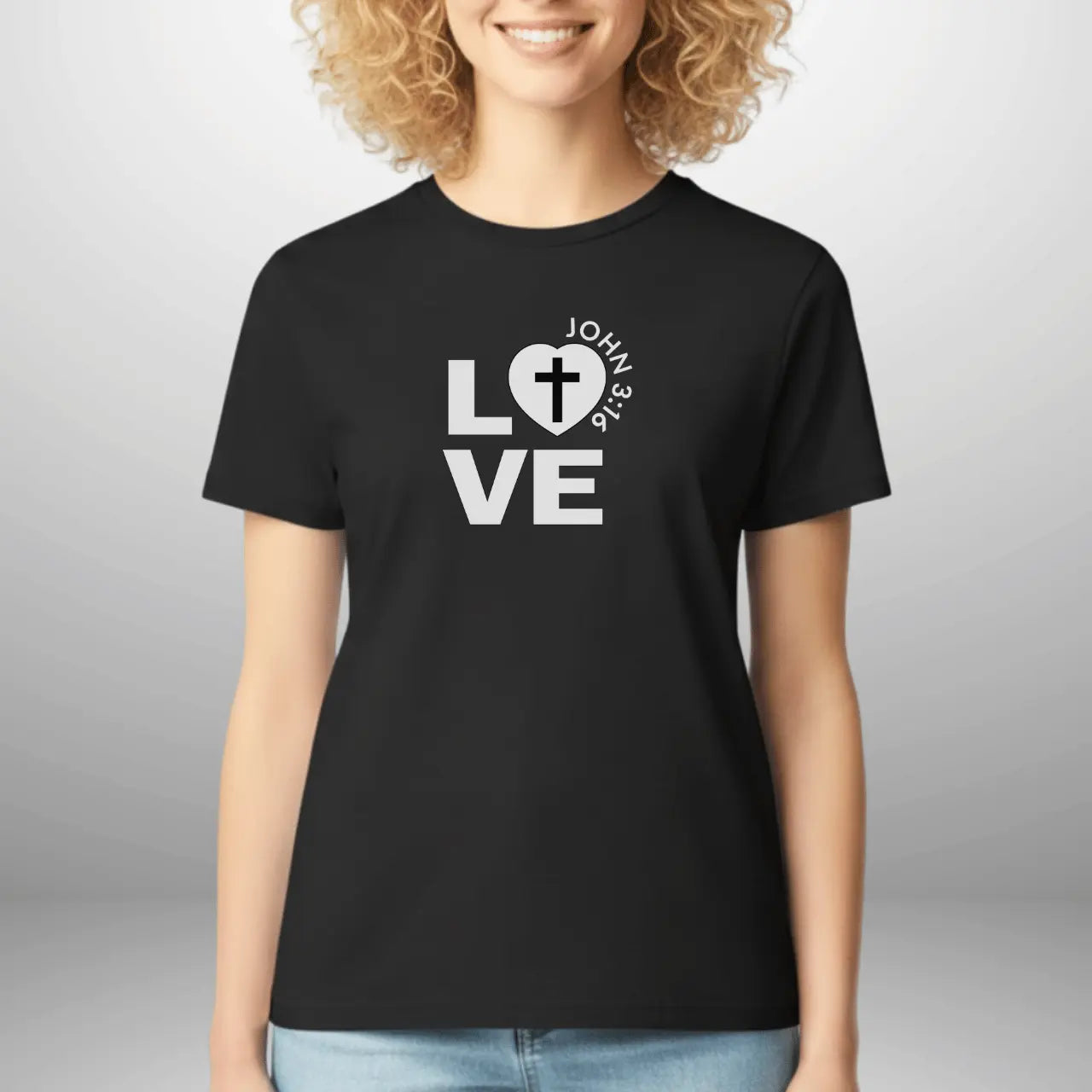Love John 3:16 Women’s T-Shirt | Gildan 64000L Semi-Fitted Faith Tee Goshen & Selah Co