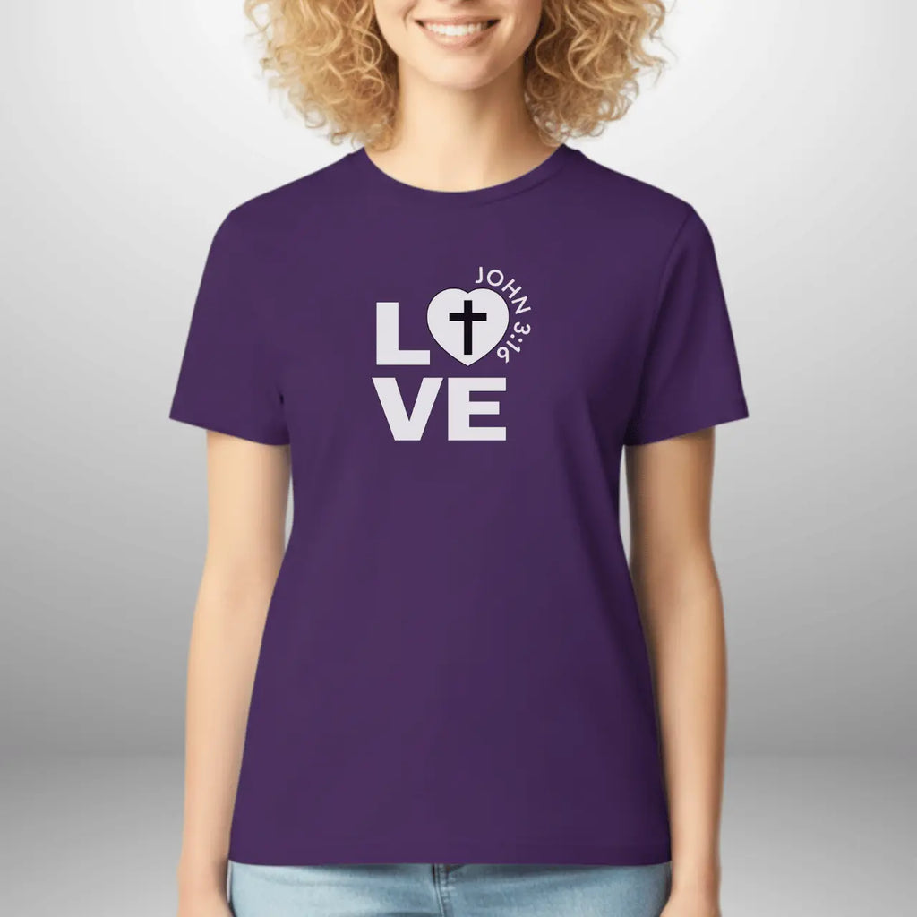 Love John 3:16 Women’s T-Shirt | Gildan 64000L Semi-Fitted Faith Tee Goshen & Selah Co