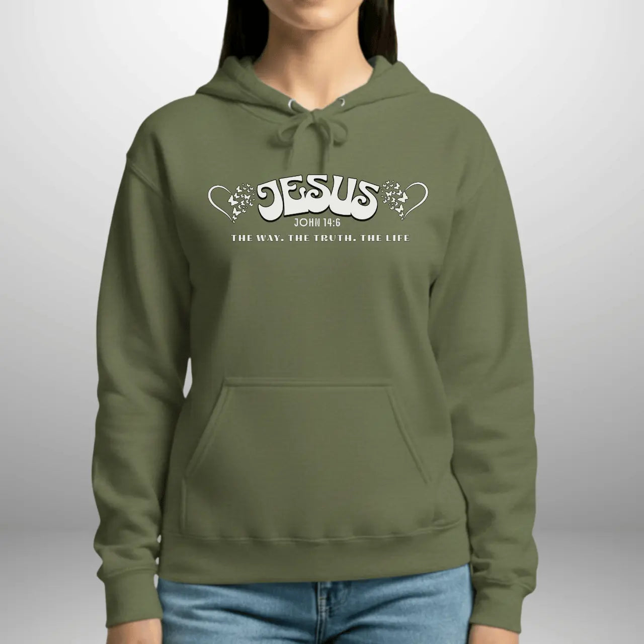 Jesus The Way The Truth The Life John 14:6 Hoodie | Women’s Gildan 18500 Pullover Goshen & Selah Co
