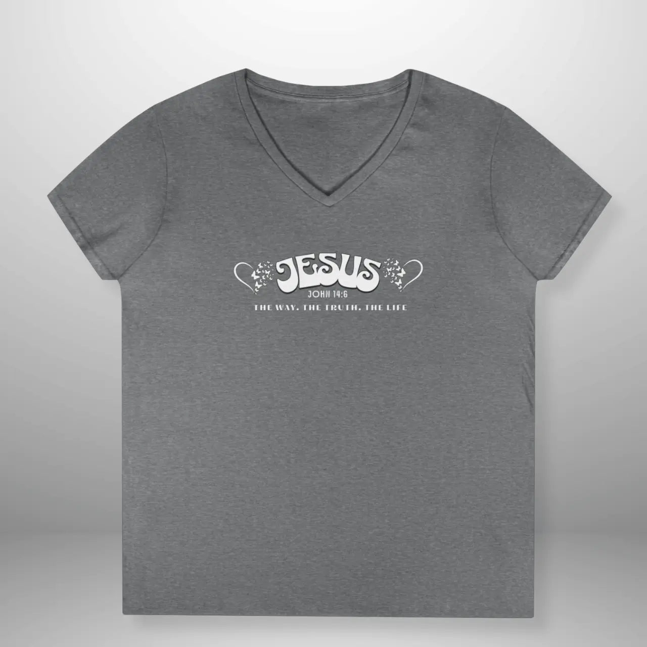 Jesus The Way The Truth The Life John 14:6 V-Neck Shirt | Women’s Gildan 5V00L Tee Goshen & Selah Co